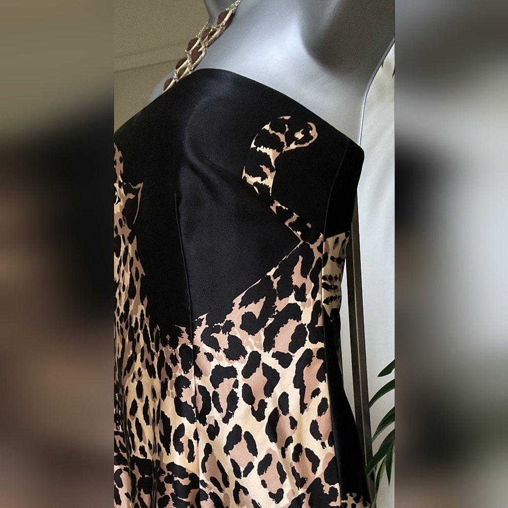 Kay Unger One Of A Kind Stunning Strapless 100% Silk Leopard Dress*Sale - Picture 6 of 11